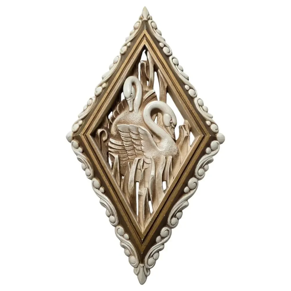 Vintage 1973 Burwood Bird Wall Plaques Set 4 Diamond Cream Gold 18